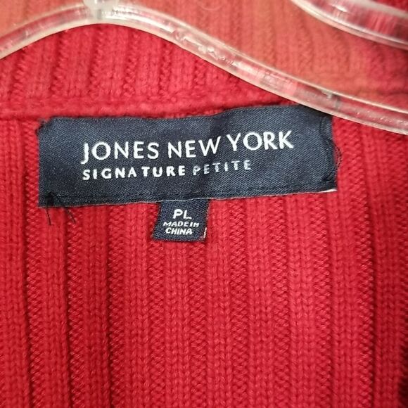 Jones New York Cardigan Women's P Large Red  Knit Long Sleeve Full Zip Office - Picture 3 of 9
